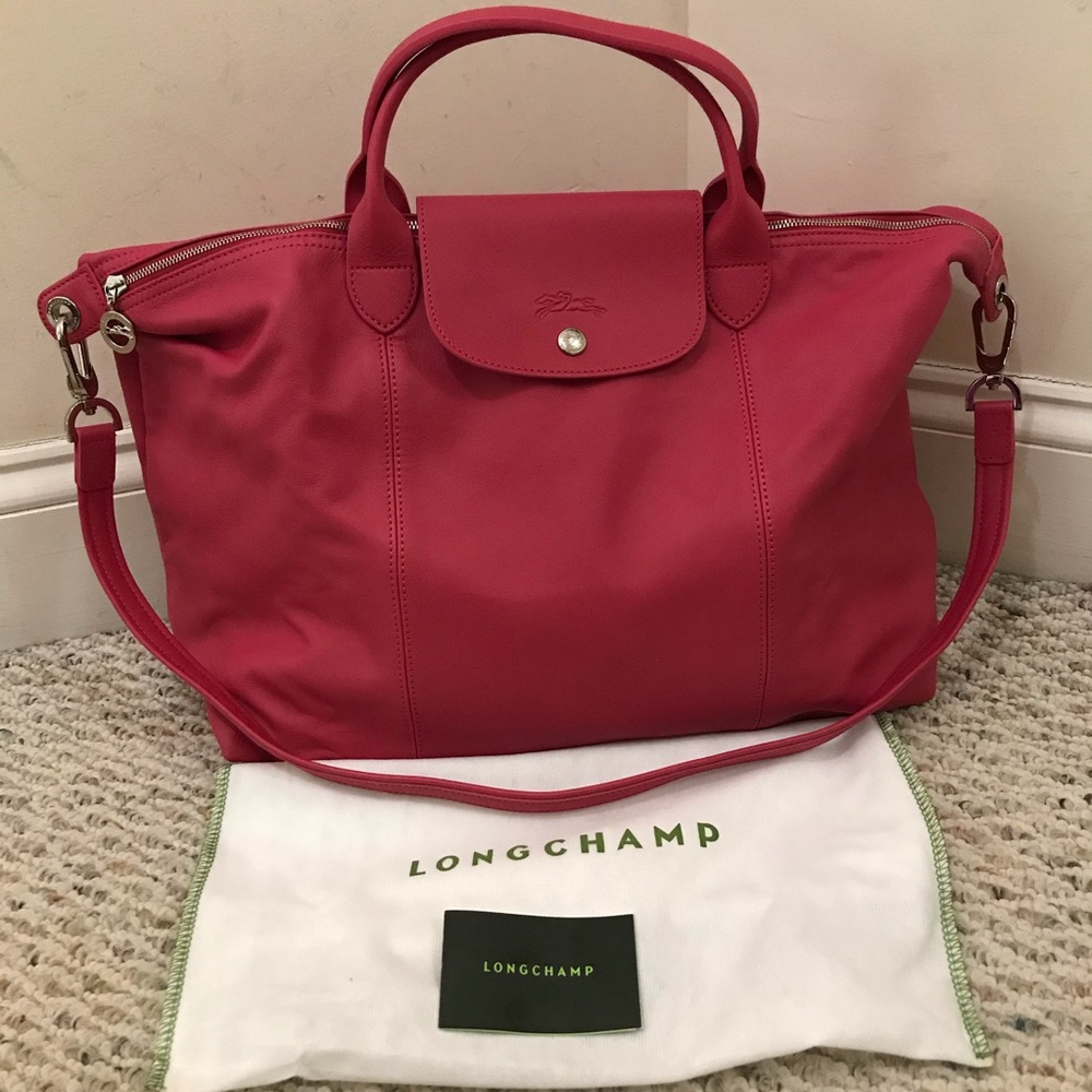 🆕 Longchamp large pink leather satchel bag - Picture 2 of 11